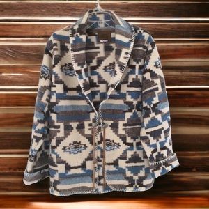 Natural Reflections Southwest Aztec Print Fleece Blanket Jacket Size Medium